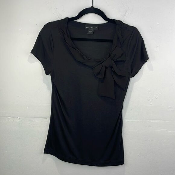 Attention Black with Ruffles tee short sleeve size Small - Picture 1 of 10